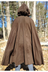 Cloakmakers.com 6007-Washable Brown Wool Cloak w/ Brown Faux Suede Hood Lining & Bronze Tone Clasp