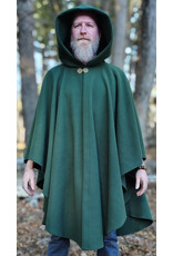 Cloakmakers.com 6008-Washable Green Fleece Ruana Cloak w/ Bronze Tone Celtic Rosette Clasp