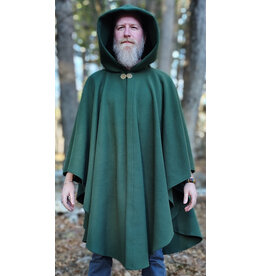 Cloakmakers.com 6008-Washable Green Fleece Ruana Cloak w/ Bronze Tone Celtic Rosette Clasp