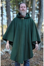 Cloakmakers.com 6008-Washable Green Fleece Ruana Cloak w/ Bronze Tone Celtic Rosette Clasp