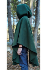 Cloakmakers.com 6008-Washable Green Fleece Ruana Cloak w/ Bronze Tone Celtic Rosette Clasp