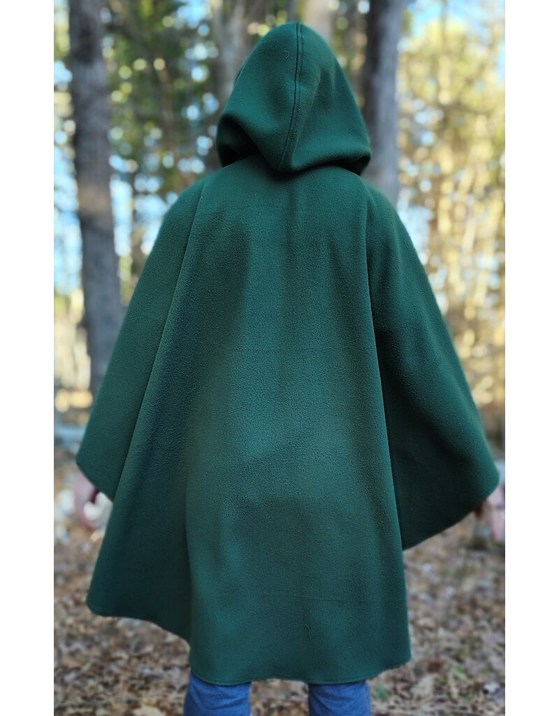 Cloakmakers.com 6008-Washable Green Fleece Ruana Cloak w/ Bronze Tone Celtic Rosette Clasp