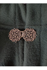 Cloakmakers.com 6008-Washable Green Fleece Ruana Cloak w/ Bronze Tone Celtic Rosette Clasp