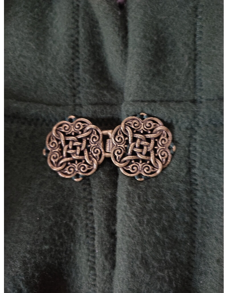 Cloakmakers.com 6008-Washable Green Fleece Ruana Cloak w/ Bronze Tone Celtic Rosette Clasp