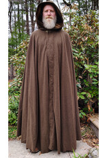 Cloakmakers.com 6009-Washable Long Brown Ranger Cloak w/ Tan Faux Suede Hood Lining & Bronze Tone Clasp