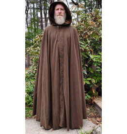 Cloakmakers.com 6009-Washable Brown Ranger Cloak w/ Tan Faux Suede Hood Lining & Bronze Tone Clasp