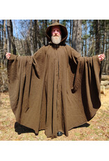 Cloakmakers.com 6009-Washable Long Brown Ranger Cloak w/ Tan Faux Suede Hood Lining & Bronze Tone Clasp