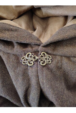 Cloakmakers.com 6009-Washable Long Brown Ranger Cloak w/ Tan Faux Suede Hood Lining & Bronze Tone Clasp