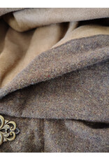 Cloakmakers.com 6009-Washable Long Brown Ranger Cloak w/ Tan Faux Suede Hood Lining & Bronze Tone Clasp