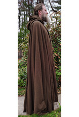 Cloakmakers.com 6009-Washable Long Brown Ranger Cloak w/ Tan Faux Suede Hood Lining & Bronze Tone Clasp