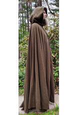 Cloakmakers.com 6009-Washable Long Brown Ranger Cloak w/ Tan Faux Suede Hood Lining & Bronze Tone Clasp