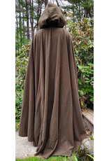 Cloakmakers.com 6009-Washable Long Brown Ranger Cloak w/ Tan Faux Suede Hood Lining & Bronze Tone Clasp