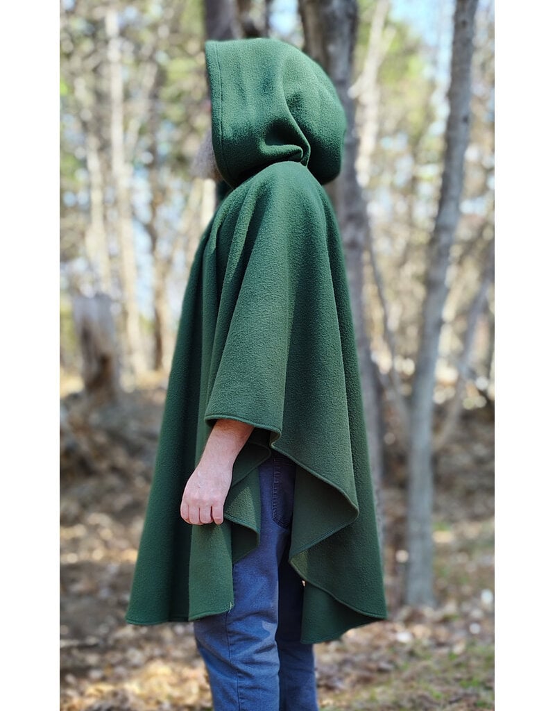 Cloakmakers.com 6010-Washable Green Fleece Poncho Cloak w/ Bronze Tone Clasp