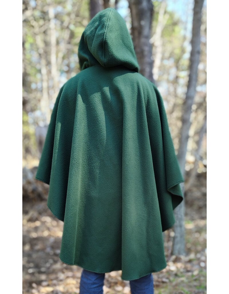 Cloakmakers.com 6010-Washable Green Fleece Poncho Cloak w/ Bronze Tone Clasp