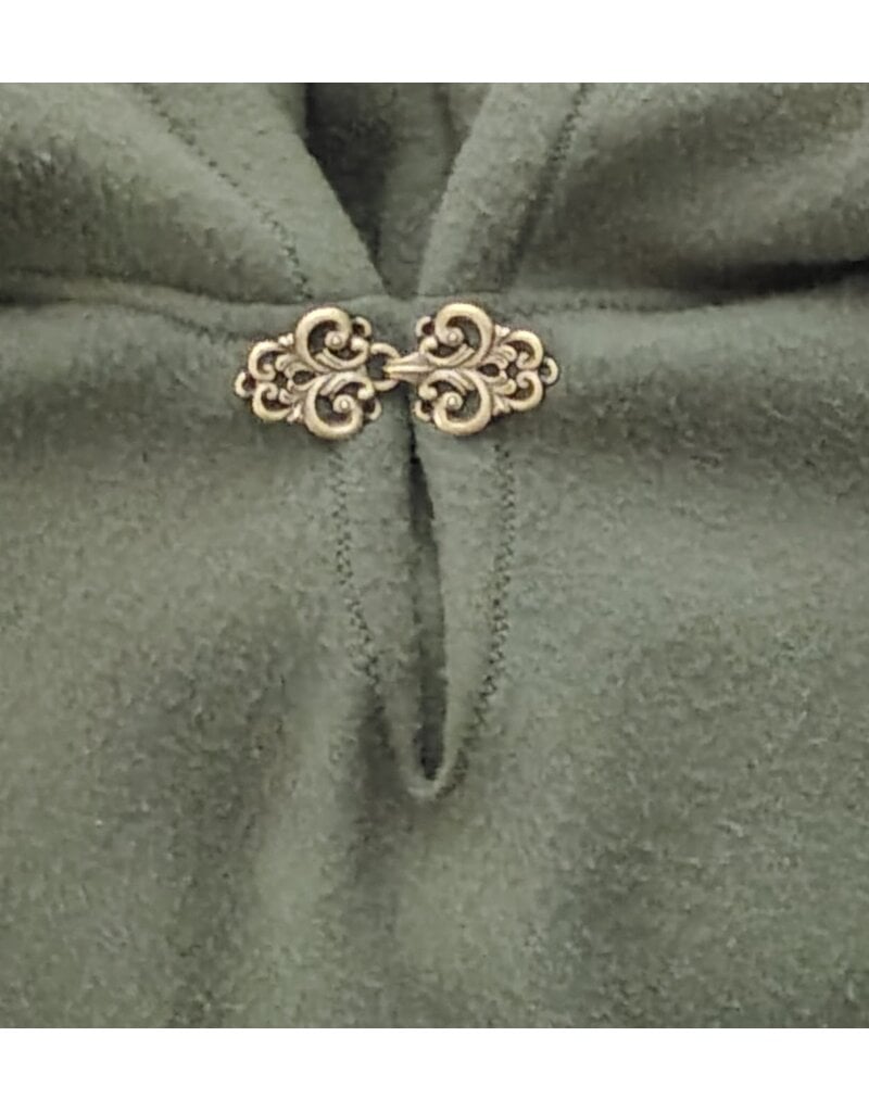 Cloakmakers.com 6010-Washable Green Fleece Poncho Cloak w/ Bronze Tone Clasp