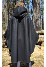 Cloakmakers.com 6011-Black Wool Cloak w/ Dark Olive Green Velvet Hood Lining & Multileaf Clasp