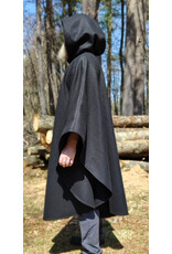 Cloakmakers.com 6011-Black Wool Cloak w/ Dark Olive Green Velvet Hood Lining & Multileaf Clasp
