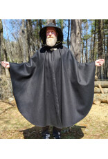 Cloakmakers.com 6011-Black Wool Cloak w/ Dark Olive Green Velvet Hood Lining & Multileaf Clasp
