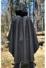 Cloakmakers.com 6011-Black Wool Cloak w/ Dark Olive Green Velvet Hood Lining & Multileaf Clasp