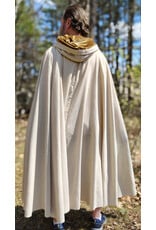 Cloakmakers.com 6012-Washable Lightweight Cream & Gold Wool Blend Cloak w/ Dark Gold Velvet Hood Lining