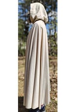Cloakmakers.com 6012-Washable Lightweight Cream & Gold Wool Blend Cloak w/ Dark Gold Velvet Hood Lining