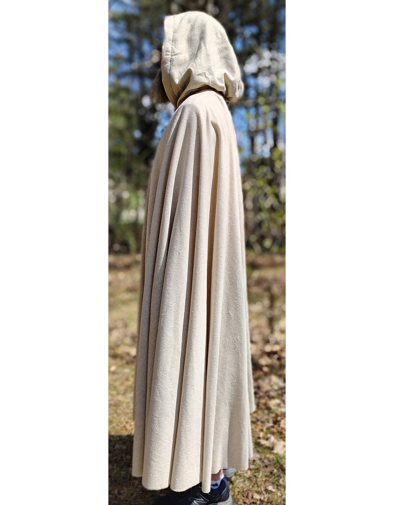 Cloakmakers.com 6012-Washable Lightweight Cream & Gold Wool Blend Cloak w/ Dark Gold Velvet Hood Lining