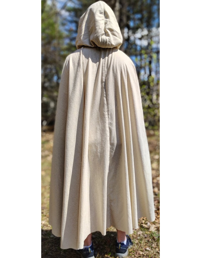 Cloakmakers.com 6012-Washable Lightweight Cream & Gold Wool Blend Cloak w/ Dark Gold Velvet Hood Lining