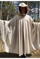 Cloakmakers.com 6012-Washable Lightweight Cream & Gold Wool Blend Cloak w/ Dark Gold Velvet Hood Lining