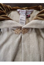 Cloakmakers.com 6012-Washable Lightweight Cream & Gold Wool Blend Cloak w/ Dark Gold Velvet Hood Lining