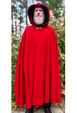 Cloakmakers.com 6013-Guards Red Wool Cloak w/ Black Velvet Hood Lining & Gothic Rose Clasp