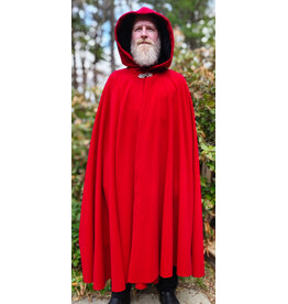 Cloakmakers.com 6013-Guards Red Wool Cloak w/ Black Velvet Hood Lining & Gothic Rose Clasp