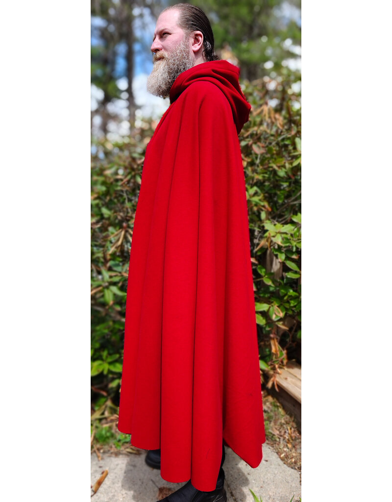 Cloakmakers.com 6013-Guards Red Wool Cloak w/ Black Velvet Hood Lining & Gothic Rose Clasp