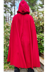 Cloakmakers.com 6013-Guards Red Wool Cloak w/ Black Velvet Hood Lining & Gothic Rose Clasp
