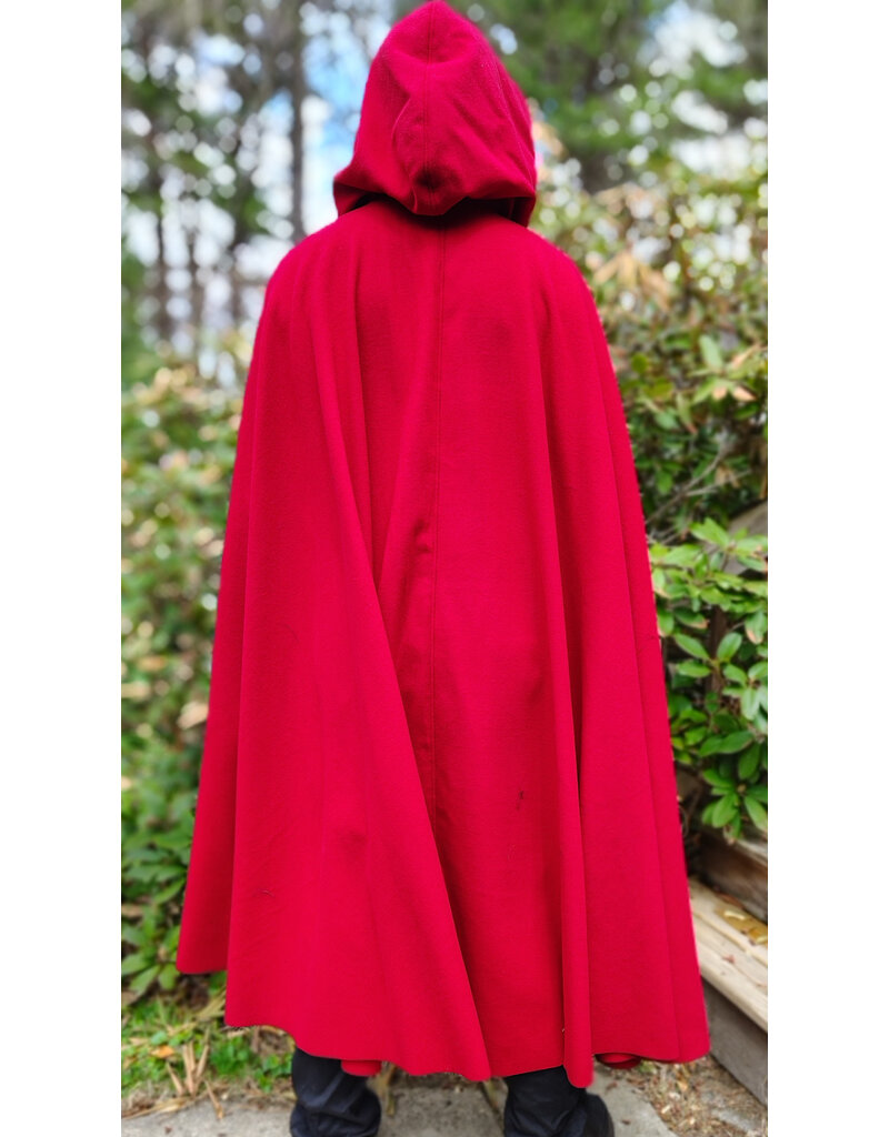 Cloakmakers.com 6013-Guards Red Wool Cloak w/ Black Velvet Hood Lining & Gothic Rose Clasp