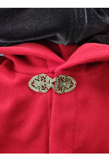 Cloakmakers.com 6013-Guards Red Wool Cloak w/ Black Velvet Hood Lining & Gothic Rose Clasp