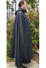 Cloakmakers.com 6014-Washable Black Paisley Cloak w/ Black Velvet Hood Lining & Silver Tone Clasp