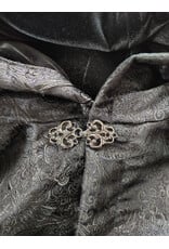 Cloakmakers.com 6014-Washable Black Paisley Cloak w/ Black Velvet Hood Lining & Silver Tone Clasp
