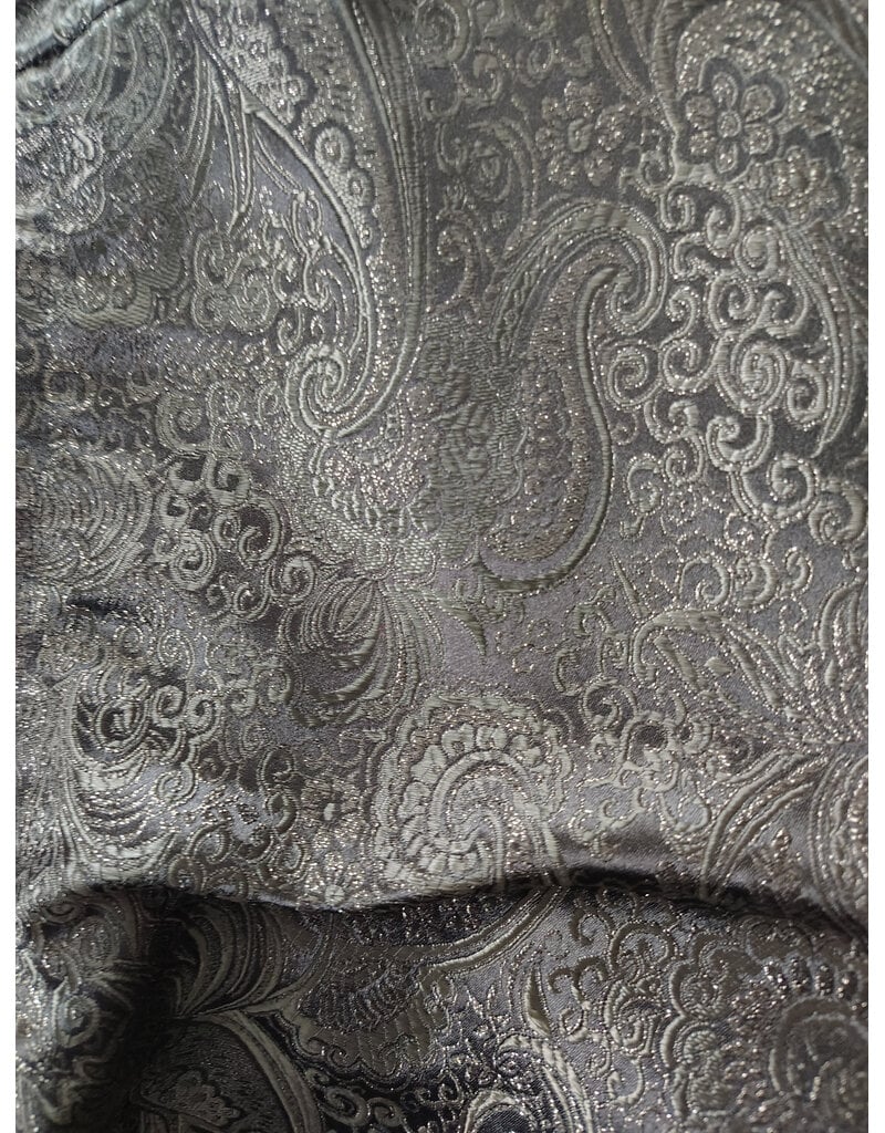 Cloakmakers.com 6014-Washable Black Paisley Cloak w/ Black Velvet Hood Lining & Silver Tone Clasp