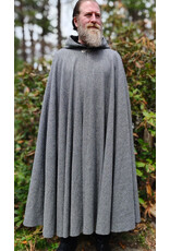 Cloakmakers.com 6015-Washable Black & White Patterned Wool Blend Cloak w/ Black Velvet Hood Lining & Celtic Rosette Clasp