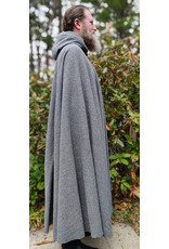 Cloakmakers.com 6015-Washable Black & White Patterned Wool Blend Cloak w/ Black Velvet Hood Lining & Celtic Rosette Clasp