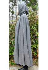 Cloakmakers.com 6015-Washable Black & White Patterned Wool Blend Cloak w/ Black Velvet Hood Lining & Celtic Rosette Clasp