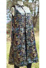 Cloakmakers.com J917-Washable Vest w/ Multi-Color Florals & Swirls Over Black & Two Pockets