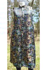 Cloakmakers.com J917-Washable Vest w/ Multi-Color Florals & Swirls Over Black & Two Pockets
