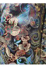 Cloakmakers.com J917-Washable Vest w/ Multi-Color Florals & Swirls Over Black & Two Pockets