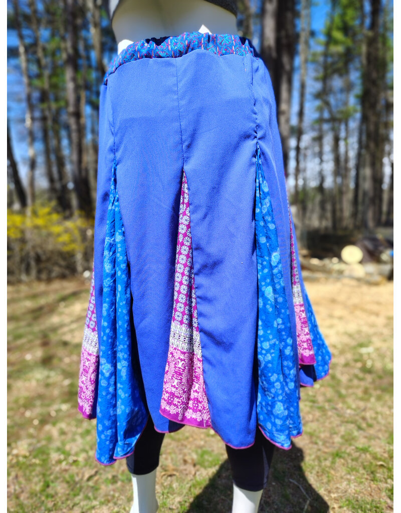 Cloakmakers.com K512-Blue & Raspberry Godet Style Rayon Skirt