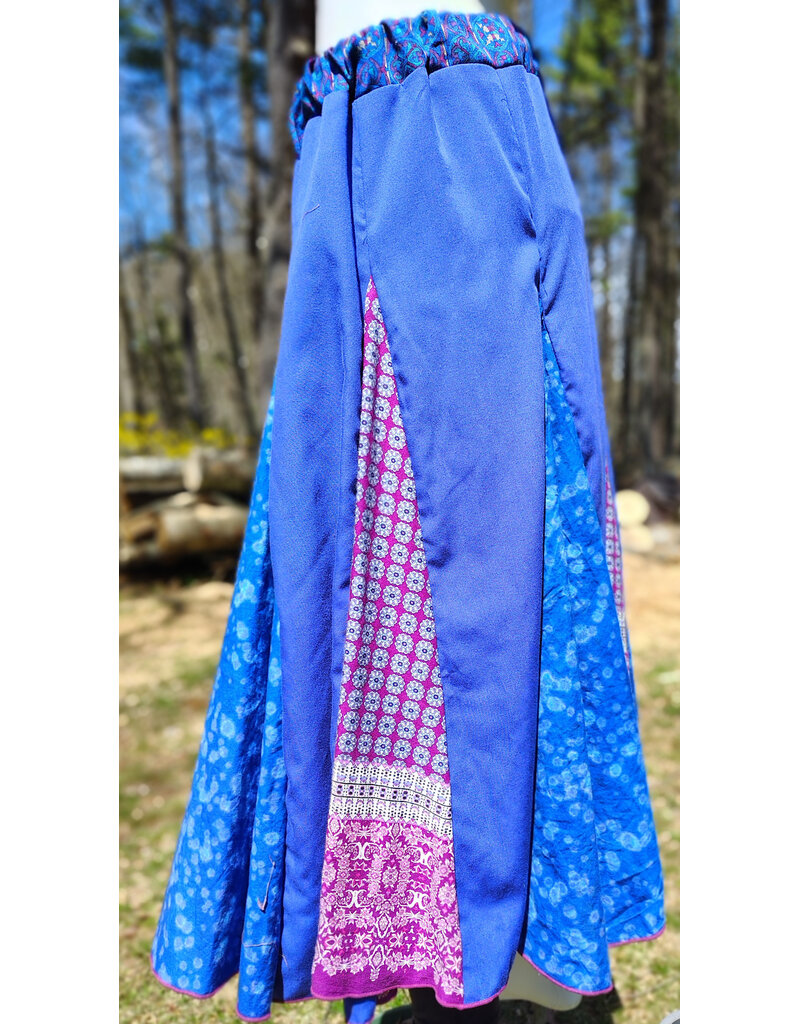 Cloakmakers.com K512-Blue & Raspberry Godet Style Rayon Skirt