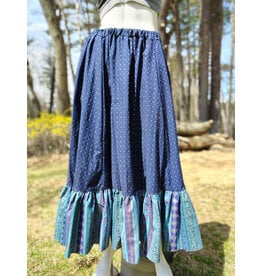 Cloakmakers.com K514-Blue & Gold Pattern Skirt w/ Purple & Green Fringe