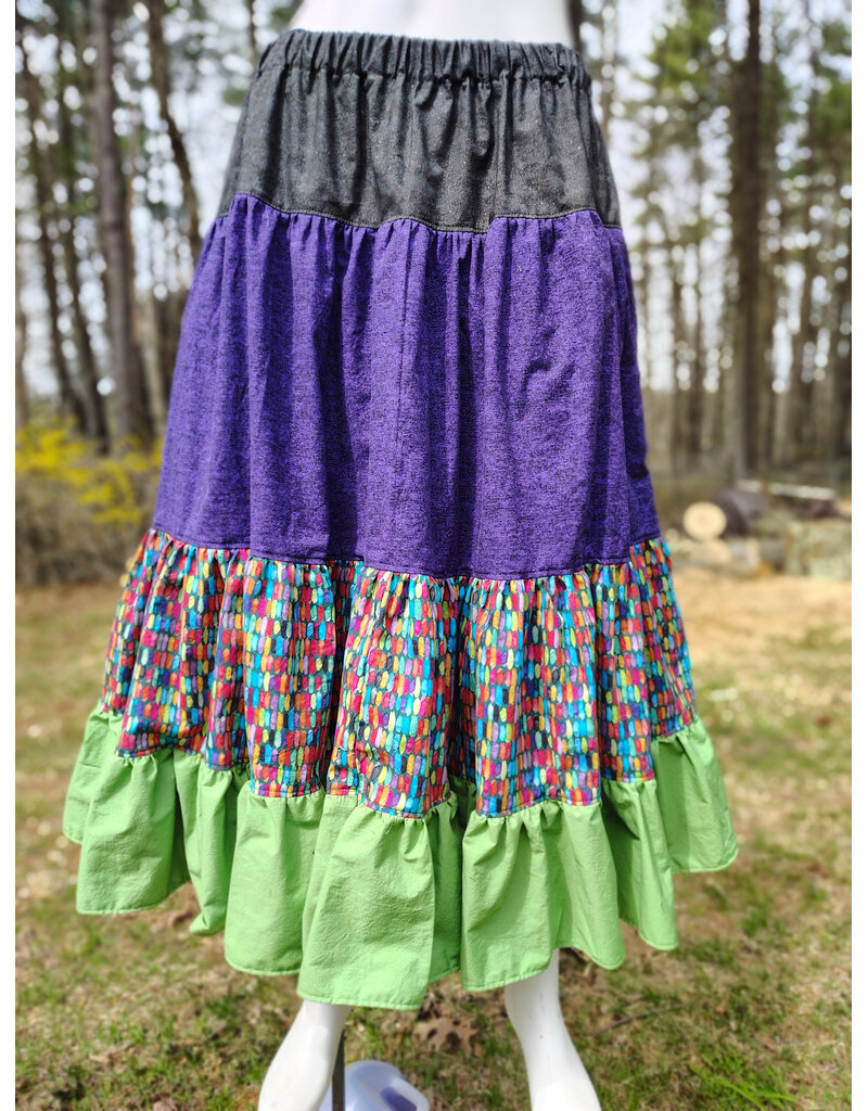 Cloakmakers.com K516-Black, Purple, Green & Multi-Color Pattern Skirt
