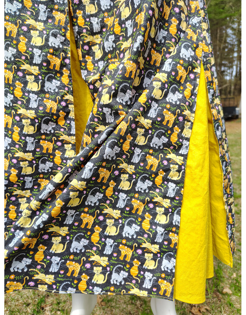 Cloakmakers.com K521-Multi-Color Cat Pleated Skirt w/ Yellow Panel Inserts