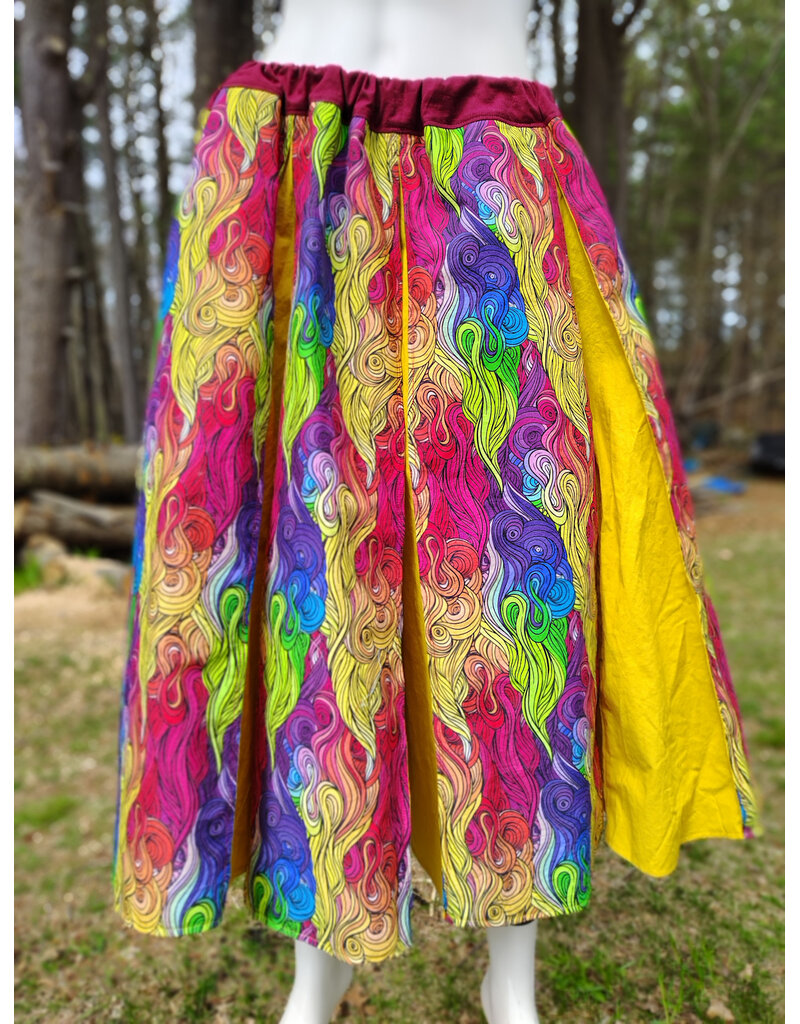 Cloakmakers.com K522-Rainbow Swirls Skirt w/ Yellow Panel Inserts